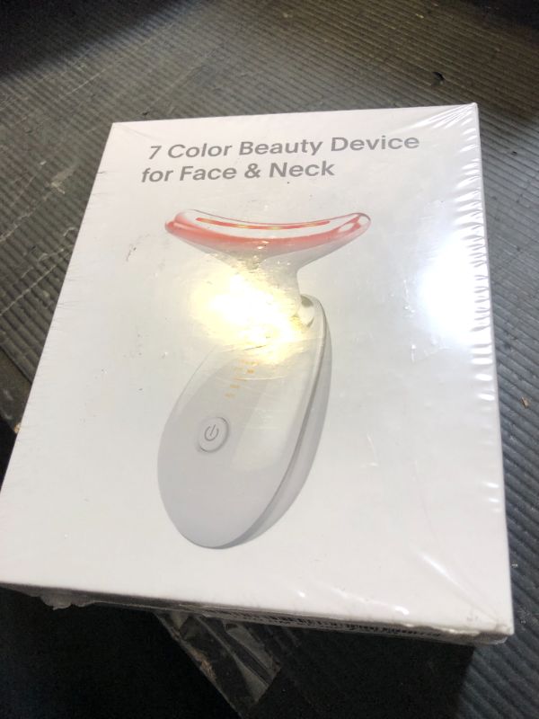 Photo 1 of SDKWDH Red-Light-Therapy-for-Face-and-Neck, 7 Color Face Massager Tool for Wrinkles, Double Chin, Vibrating Facial Massager with Thermals for Skin Care, Glossy White