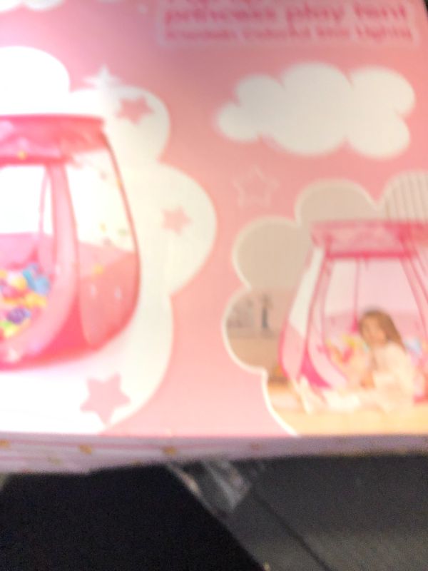 Photo 1 of Pop Up Princess Tent with Colorful Star Lights for 1 2 3 Year Old Birthday Gift, 12-18 Months Baby Girl Toys, Foldable Ball Pit with Carrying Bag, Indoor&Outdoor Play Tent for Kids