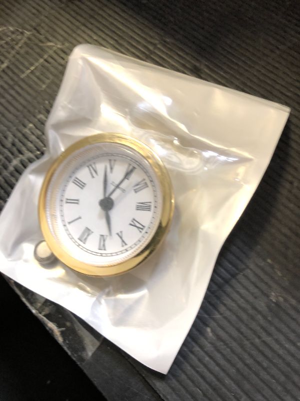 Photo 1 of HILLHOME Mini Clock Insert 2.4 Inch (61 mm) Round Quartz Clock Fit-up Movement Miniature Clock White Dial Gold Tone Bezel Roman Numerals (Gold)