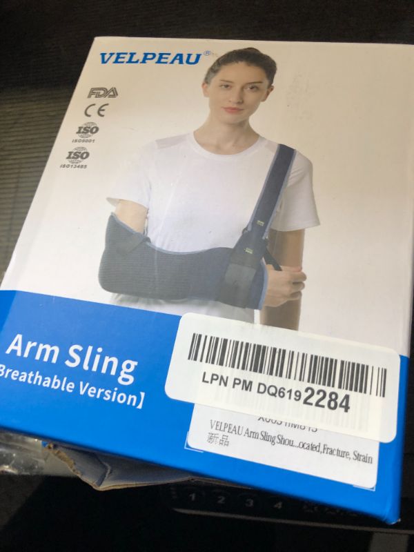 Photo 1 of VELPEAU Arm Sling Shoulder Immobilizer for Women and Men, fit Left or Right Arm -Rotator Cuff Support Brace -Medical Sling for Shoulder, Clavicle, Elbow Injury (Breathable type, Medium: Bust 29.5?-33.5?)