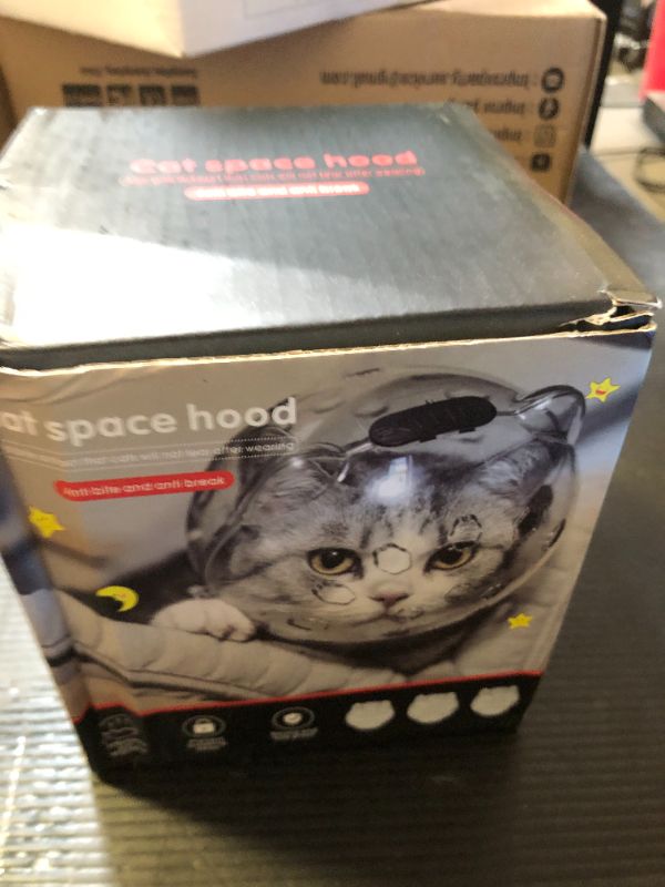 Photo 1 of VMBQRTI Cat Muzzle for Grooming, Breathable Transparent Astronaut Helmet with 4 Silicone Paw Protectors, Anti-Bite Muzzle for Bathing and Nail Trimming (S)