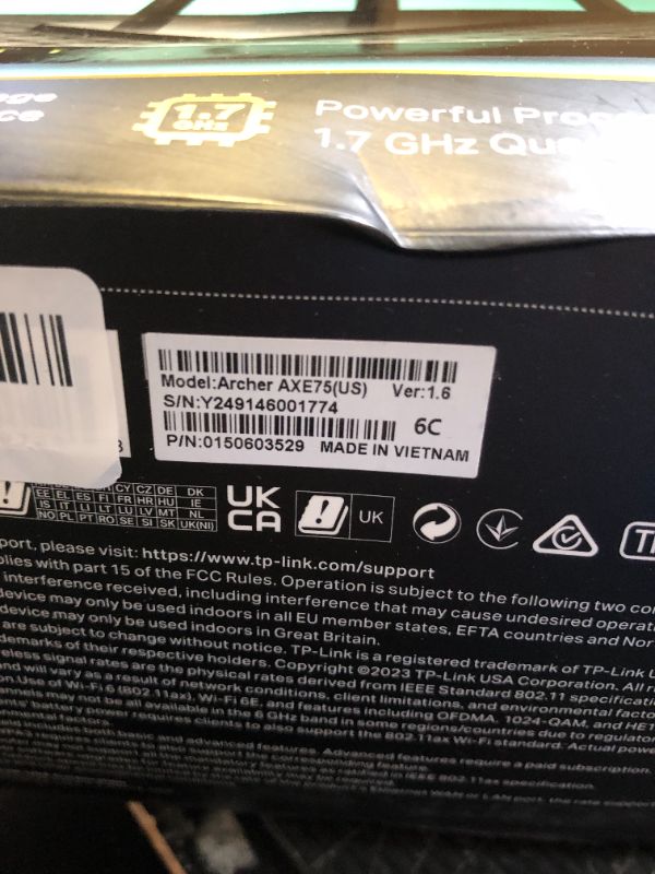 Photo 1 of TP-Link AXE5400 Tri-Band WiFi 6E Router (Archer AXE75)- Gigabit Wireless Internet Router, ax Router for Gaming, VPN Router, OneMesh, WPA3, Black