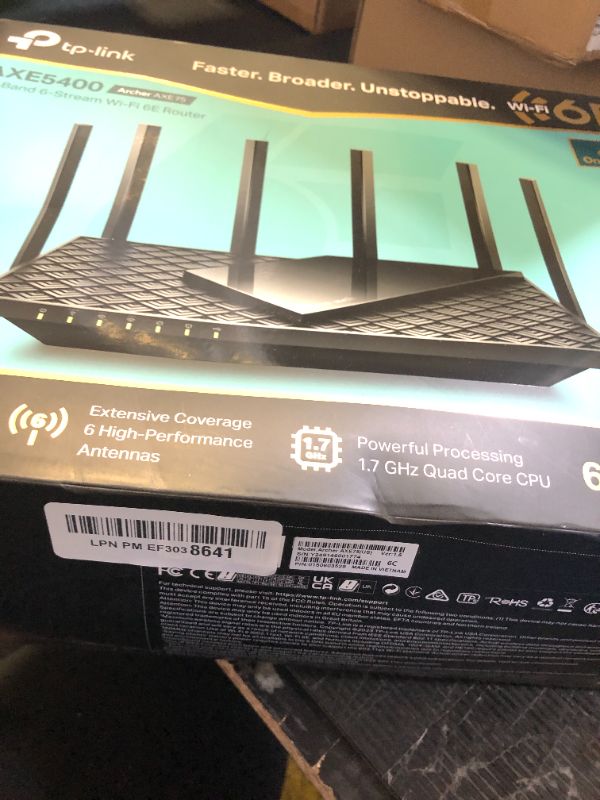 Photo 1 of TP-Link AXE5400 Tri-Band WiFi 6E Router (Archer AXE75)- Gigabit Wireless Internet Router, ax Router for Gaming, VPN Router, OneMesh, WPA3, Black