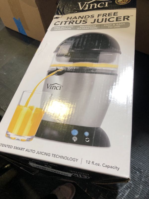 Photo 1 of Vinci Hands Free Electric Citrus Juicer, 1-Button Juicer Machine, Orange Lime Grapefruit Lemon Squeezer, Easy to Clean Orange Juicer Squeezer, Black/Stainless Steel