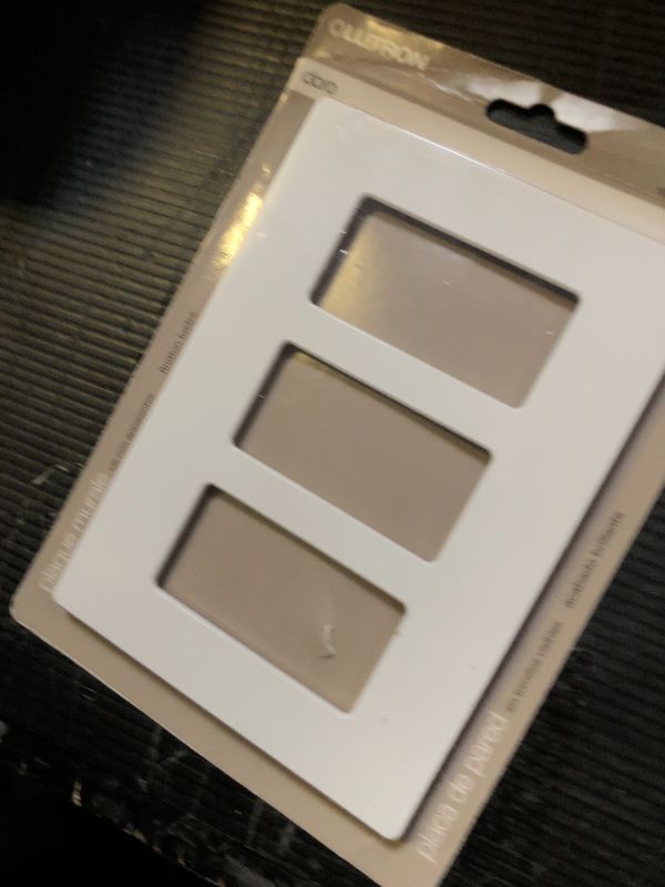 Photo 1 of Lutron Claro Light Switch Cover Plate, 3 Gang Wallplate, for Decorator Light Switches, Rocker Light Switch Cover, Outlet Cover, Screwless Switch Plate Cover, Gloss, CW-3-WH, White