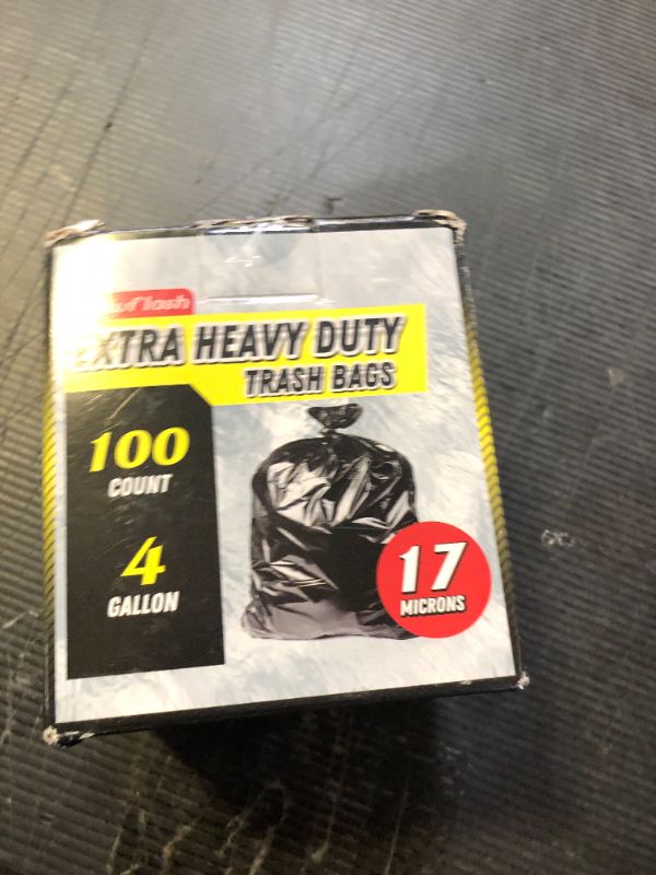 Photo 1 of 100 Count 17 Micron Extra Heavy Duty 4 Gallon Trash Bags, Sturdy & Tear-Resistant Small Trash Bags for Bathroom & Kitchen