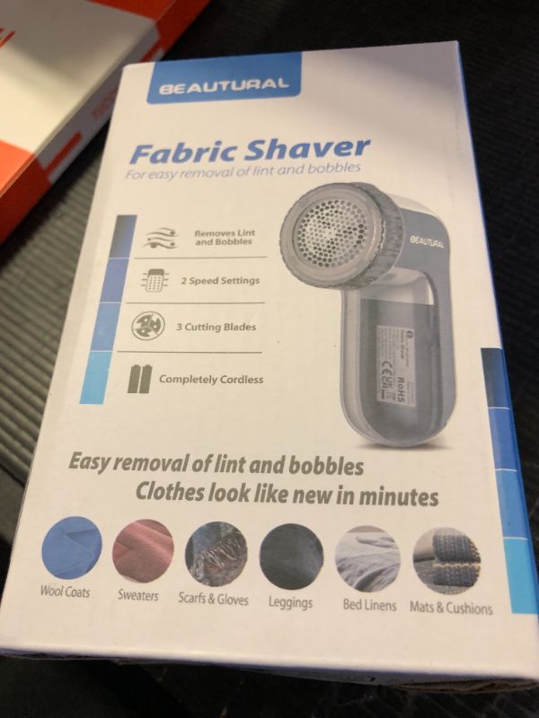 Photo 1 of BEAUTURAL Fabric Shaver and Lint Remover, Sweater Defuzzer with 2-Speeds, 2 Replaceable Stainless Steel Blades, Battery Operated, Remove Clothes Fuzz, Lint Balls, Pills, Bobbles Gray