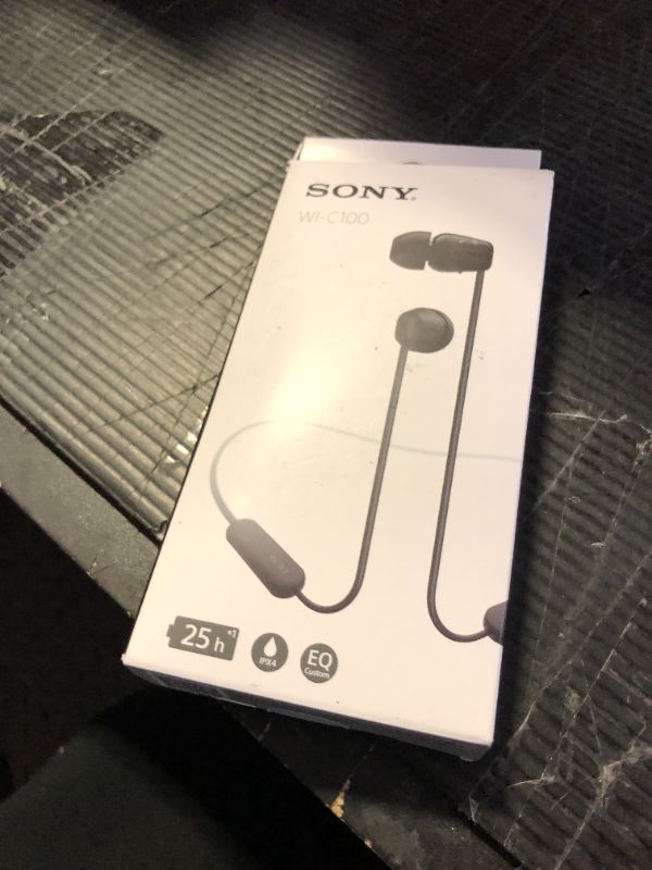 Photo 1 of Sony WI-C100 Wireless in-Ear Bluetooth Headphones with Built-in Microphone, Black
