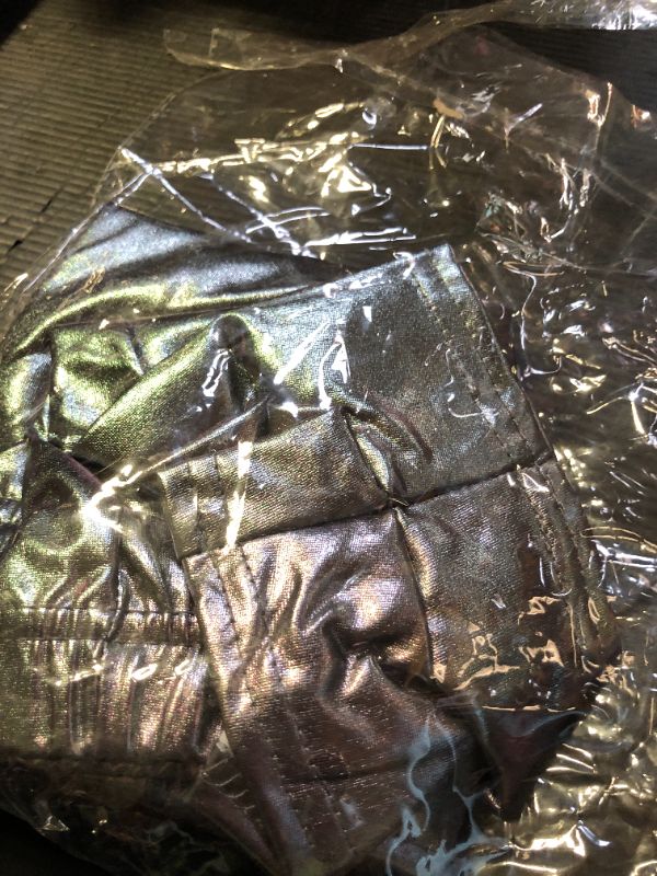 Photo 1 of Metallic Dance Shorts for Women - Disco Nightclub Yoga Short High Waist Booty Shorts Dance Festival Shiny Rave Bottoms (US, Alpha, Large, Regular, Regular, Grey)