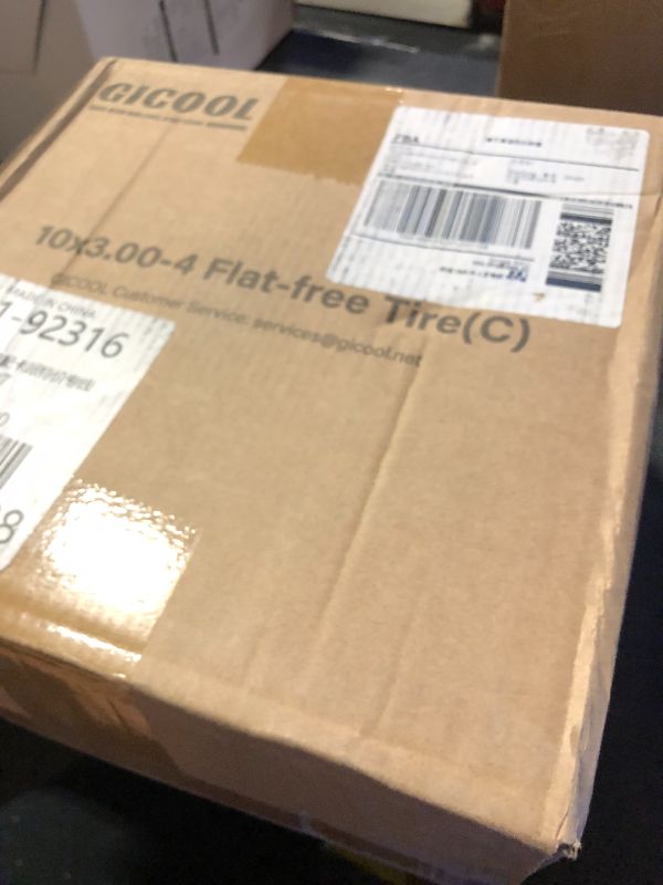 Photo 1 of 10x3.00-4 Flat Free Tire, 10" Heavy Duty Replacement Tire and Wheel Assemblies, Compatible Cosco Hand Trucks and Trolley Carts, 5/8" Axle Bore Hole, 2.2" Offset Hub, 2-Pack