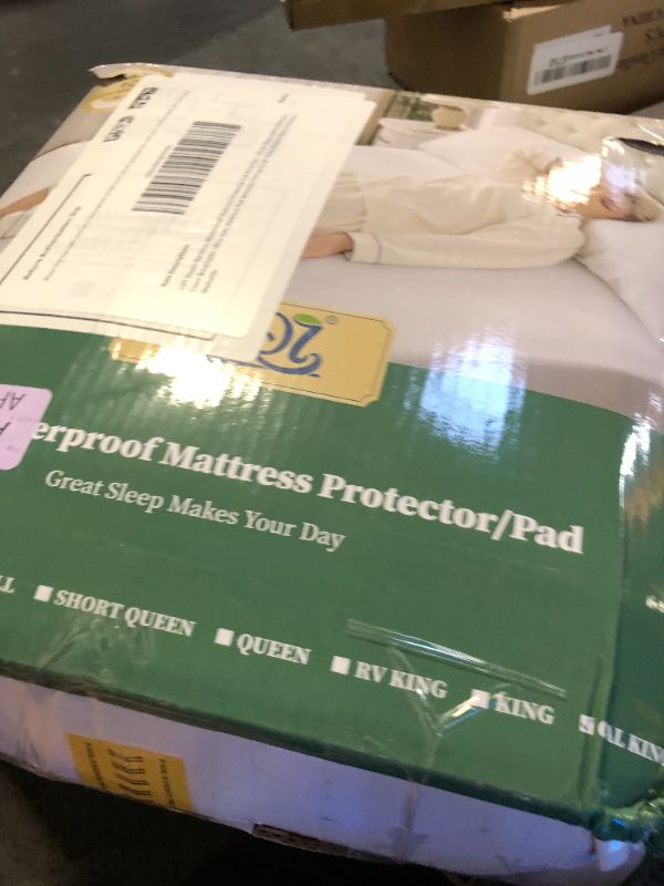 Photo 1 of GRT Rayon Bamboo Waterproof Mattress Protector Cal King Size - 3D Air Fiber Cooling Mattress Cover Breathable Ultra Soft, Mattress Pad Noiseless Fits up to 26'' Deep Pocket Mattress Machine Washable