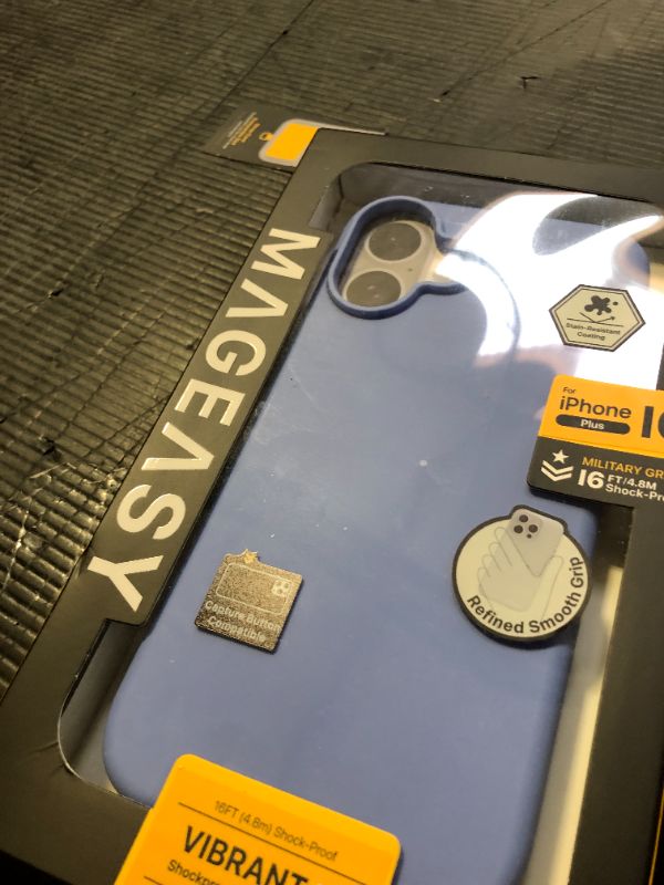 Photo 1 of MAGEASY Protective Case for iPhone 16 Plus 6.7" - 16ft Drop Protection, Compatible with MagSafe, Silky Smooth - Vibrant M (Blue)