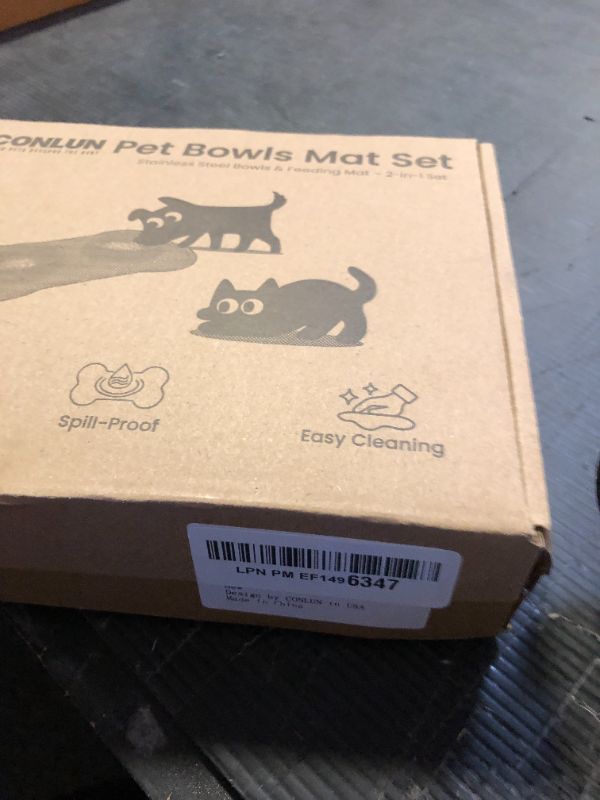 Photo 1 of Conlun Cat Dog Bowls with Silicone Feeding Mat, No Spill Food Water Dish Set, Dishwasher Safe, 2 Stainless Steel Puppy Bowls, Suitable for Tiny Dogs Kittens Rabbits Pets Under 8lbs, Extra Small, Grey