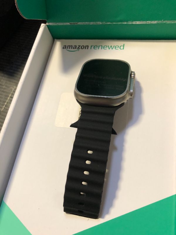 Photo 1 of Apple Watch Ultra [GPS + Cellular 49mm] Titanium Case with Midnight Ocean Band, One Size (Renewed Premium)