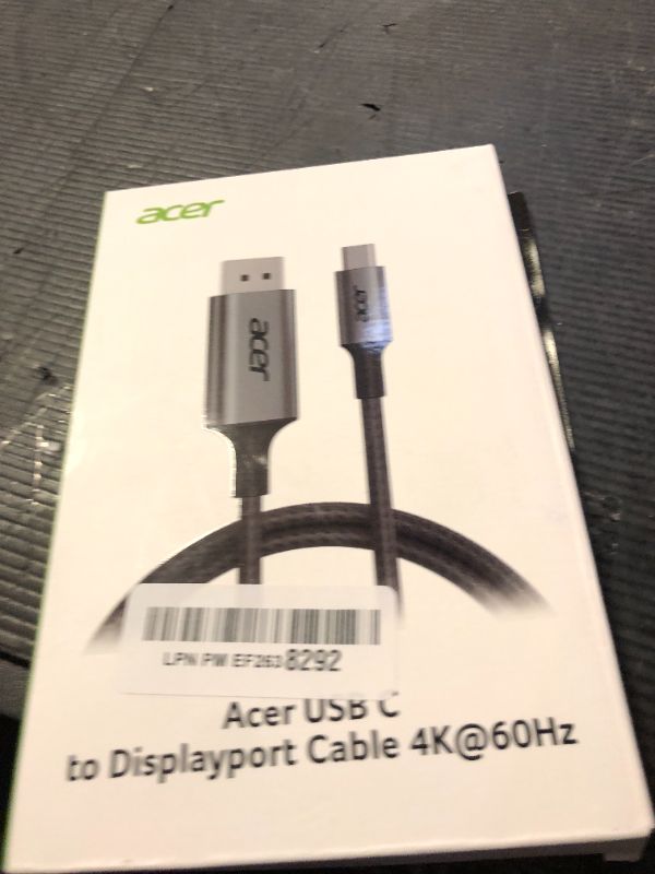 Photo 1 of acer USB C to DisplayPort Cable 6.6 FT (4K@60HZ 2K@165Hz), Type-C to DisplayPort Cord (Sturdy Aluminum, Plug & Play) Thunderbolt 3/4/5 Compatible with MacBook Pro/Air, iPhone 16 Pro/Max, XPS, Surface