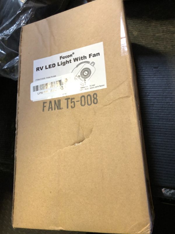 Photo 1 of Facon 12V DC Light Combo for Pop Up RV Camper - 2-Speed Fan With Independent Switch, Extendable Cord, Male Plug, Holding Bracket
