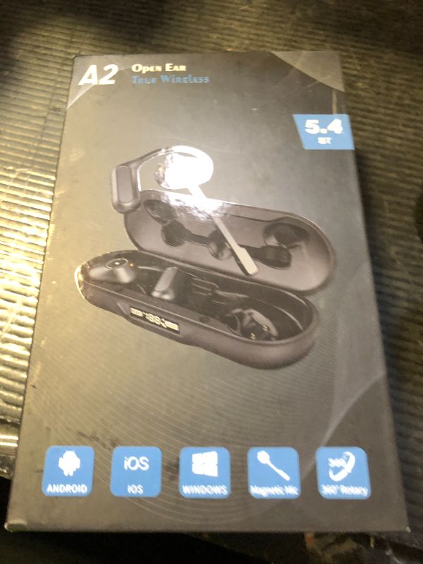 Photo 1 of iDIGMALL Bluetooth 5.4 Headset w/Detachable Microphone, Open Ear Headphones w/Noise Canceling Mic & Mute for Call, Multipoint Wireless Earbuds w/Charging Case for Office Home Work Driving Travel, 60H