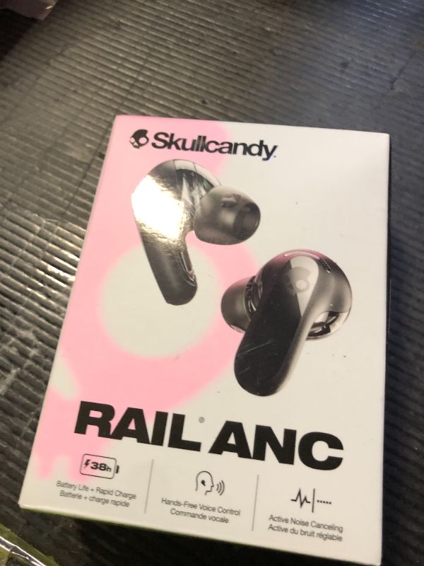 Photo 1 of Skullcandy Rail ANC Wireless Earbuds, Bluetooth Headphones, Active Noise Cancelling, Up to 38 Hours Battery, Microphone for iPhone Android, Customizable via Skull-iQ App - True Black