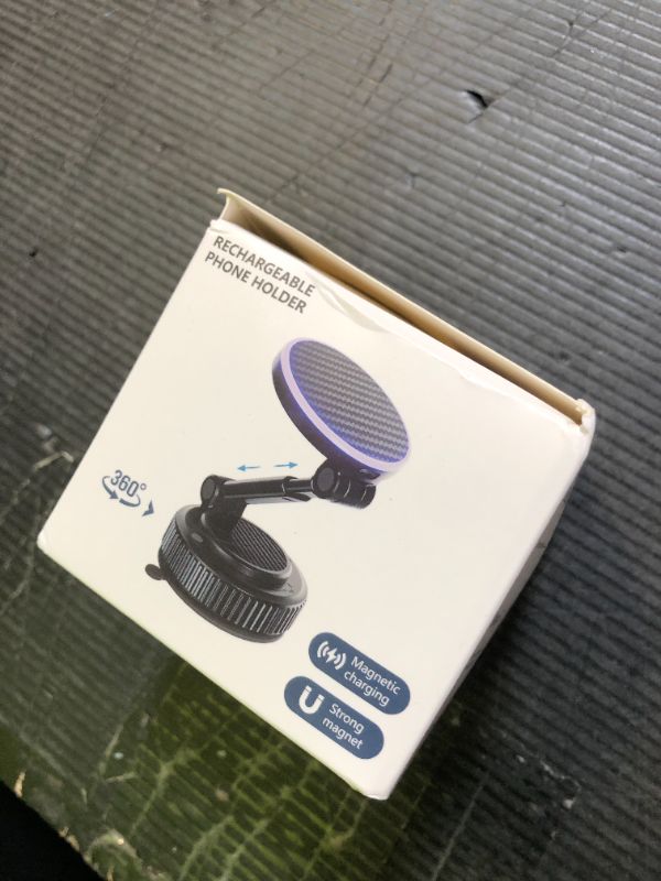 Photo 1 of 15W Magnetic Phone Charger Holder for Car - Upgraded 360° Vacuum Magnetic Phone Holder, Foldable Retractable Suction Cup Car Mount for Magsafe for Your Car/Gym/Mirror Mount for iPhone & Android