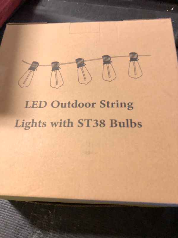 Photo 1 of Brightever LED Outdoor String Lights 100FT Patio Lights with 52 Shatterproof ST38 Vintage Edison Bulbs, Outside Hanging Light Waterproof for Porch, Deck, Garden, Backyard, Balcony, Dimmable 2700K