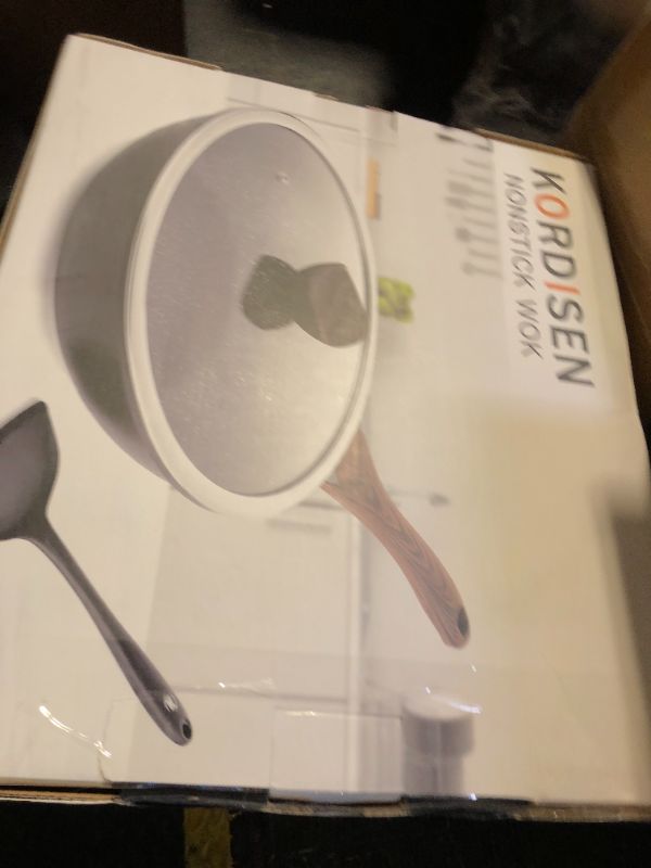 Photo 1 of Kordisen Nonstick Wok with Lid, 12 Inch Woks & Stir-fry Pans, Granite Stone Coating for Cooking, Induction Cookware, Compatible with All Stovetops, PFOA Free