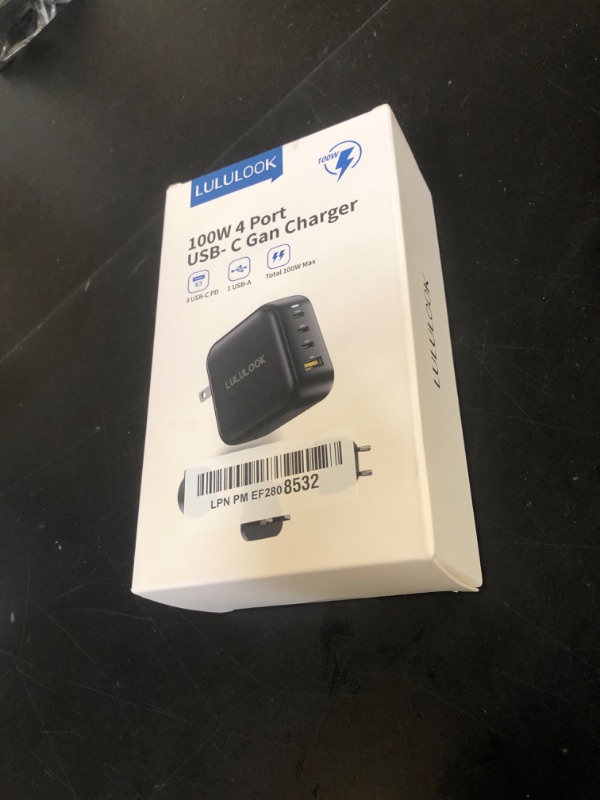 Photo 1 of LULULOOK 100W USB C Charger, 4-Port GaN Fast Charging Block, PD Type-C Wall Charger Travel Adapter for MacBook Pro/Air, iPhone 16, Pixelbook, iPad, Samsung Galaxy S24, Console, UK/EU/AU Plug Included