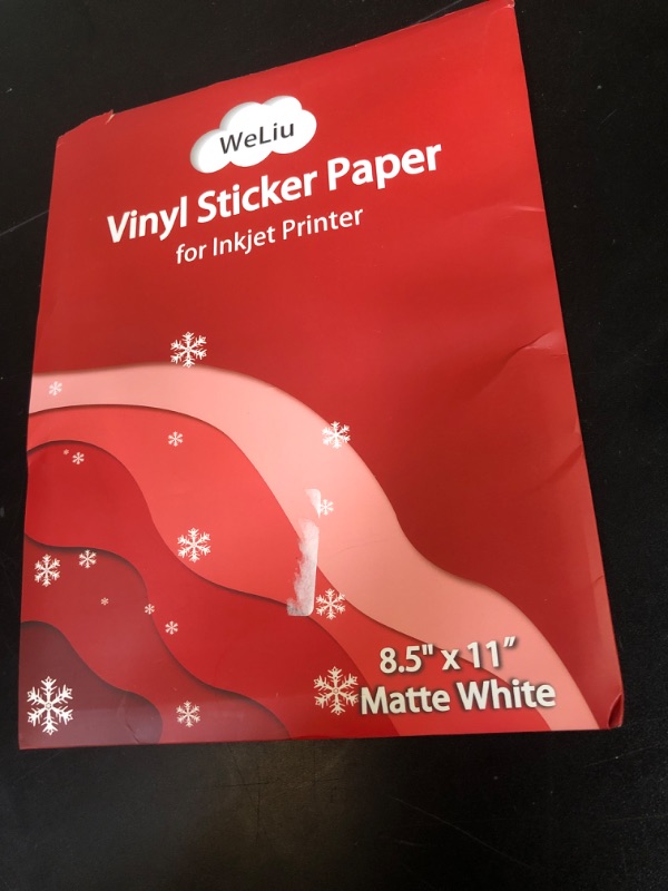 Photo 1 of Weliu Printable Vinyl Sticker Paper for Inkjet Printer - Matte White - 21 sheets 8.5"x11" Waterproof Decal Paper Self-Adhesive Sheets- Dries Quickly and Holds Ink Beautifully