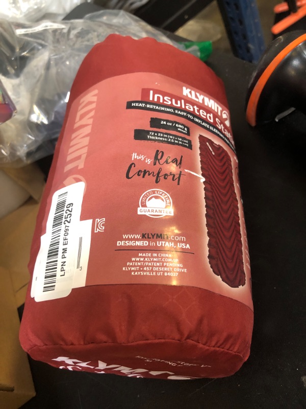 Photo 1 of KLYMIT Insulated Static V Inflatable Sleeping Pad | Comfortable, Lightweight, Easy to Inflate, Portable Air Bed Mattress for Camping, Backpacking and Hiking — Red