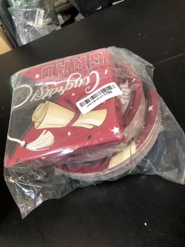 Photo 1 of 2025 Graduation Party Supplies Kit: Maroon -Themed Congrats Grad Decorations with Disposable Dinner & Dessert Plates, Napkins for 50 Guests - Graduation Party Decorations