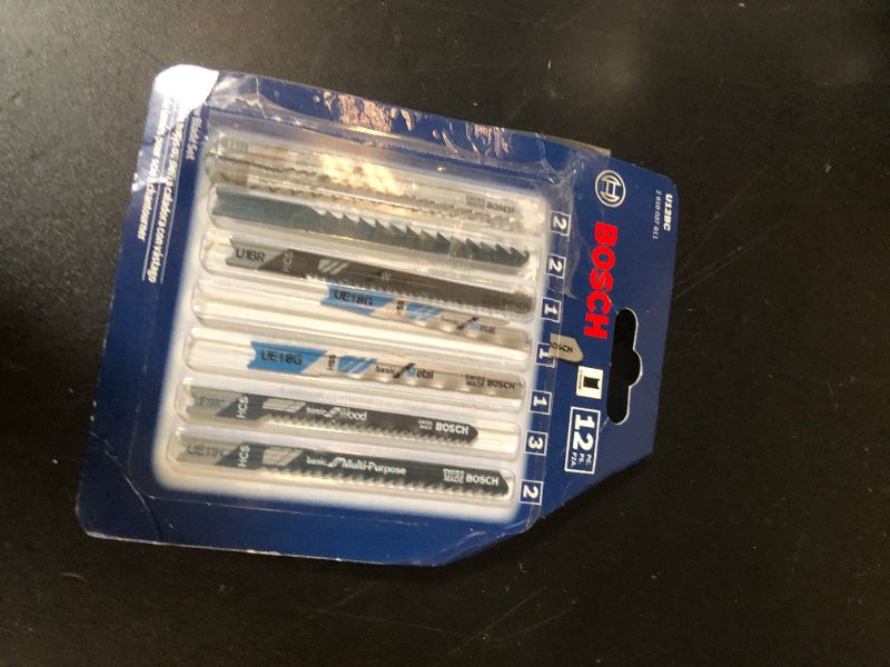Photo 1 of BOSCH U12BC 12-Piece U-Shank Jigsaw Blade Assorted Set Ideal for Thin-Metal Cutting and Wood Applications