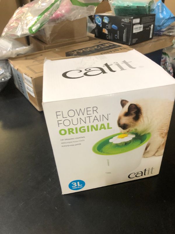 Photo 1 of Catit Flower Fountain with Triple Action Filter, Cat Drinking Water Fountain, 3 L, Green