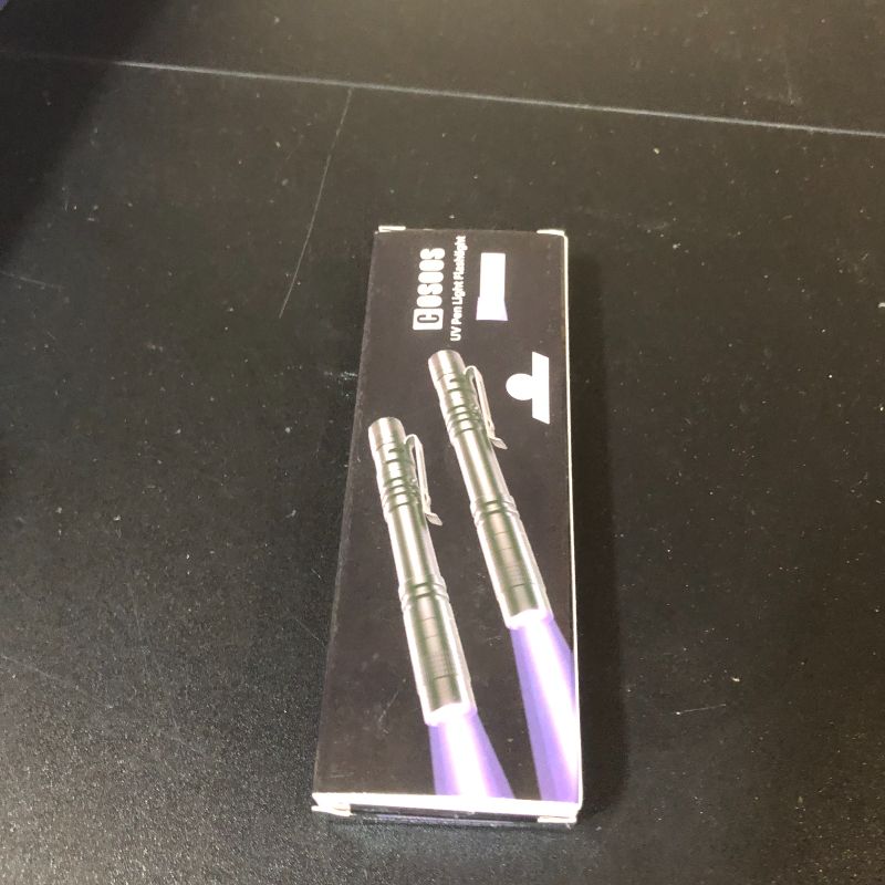 Photo 1 of COSOOS 2 UV Black Light Flashlight, 2 Pack 395nm Mini Pen Light with Clip, Waterproof Ultraviolet Flashlight for Leak, Pet Urine, Scorpion, Hotel Inspection, Dry Stain and Bed Bug.