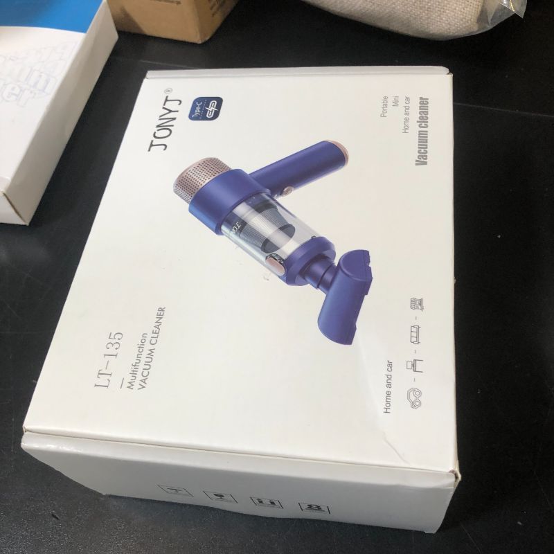 Photo 1 of JONYJ Handheld Car Vacuum Cleaner, 16000PA Hand Held Vacuum Portable Cordless, 2 in 1 Air Duster and Vacuum Cleaner with LED Light, Multi-Nozzles, 120W High Power Mini Vacuum for Home, Pet, Office