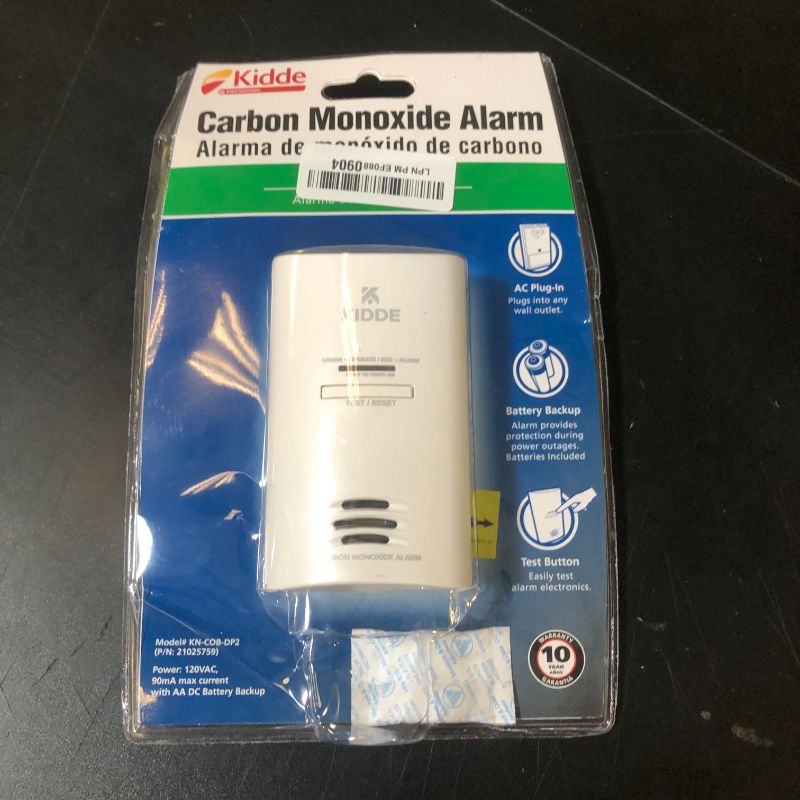 Photo 1 of Kidde Carbon Monoxide Detector, Plug In Wall with AA Battery Backup, Test-Hush Button