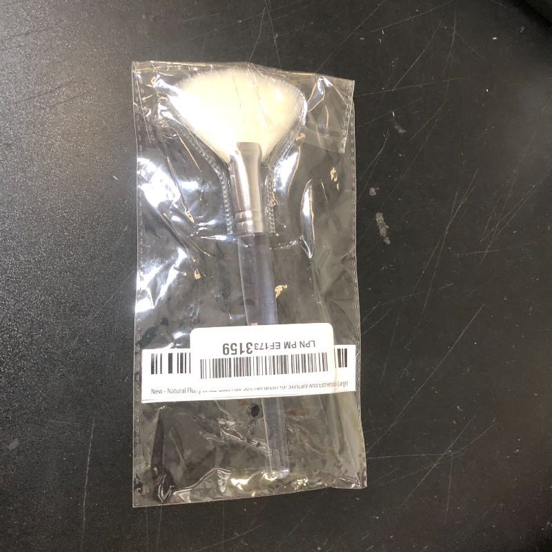 Photo 1 of Natural Fluffy White Goat Hair Soft Fan Brush For Skincare And Esthetician (Large)