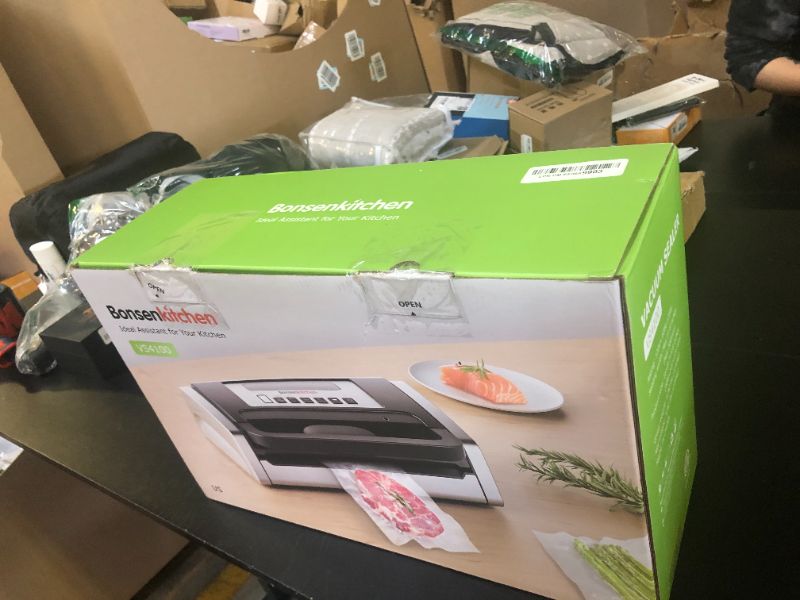Photo 1 of Bonsenkitchen Vacuum Sealer Machine, Globefish Technology for Perfect Vacuum Sealing, Powerful Low-Noise Food Vacuum Sealer with Easy Handle Design, Built-in Cutter and Bag Storage, 2 Bag Rolls