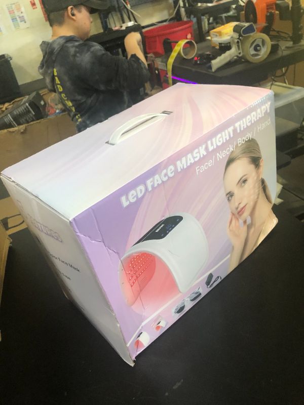 Photo 1 of Beuwe Red-Light-Therapy-Mask, Led Light Therapy for Face, 7 Colors Led Face Mask Facial Led Light Therapy Tool Skin Care Equipment at Home, Facial Neck Body Hand Beauty Mask