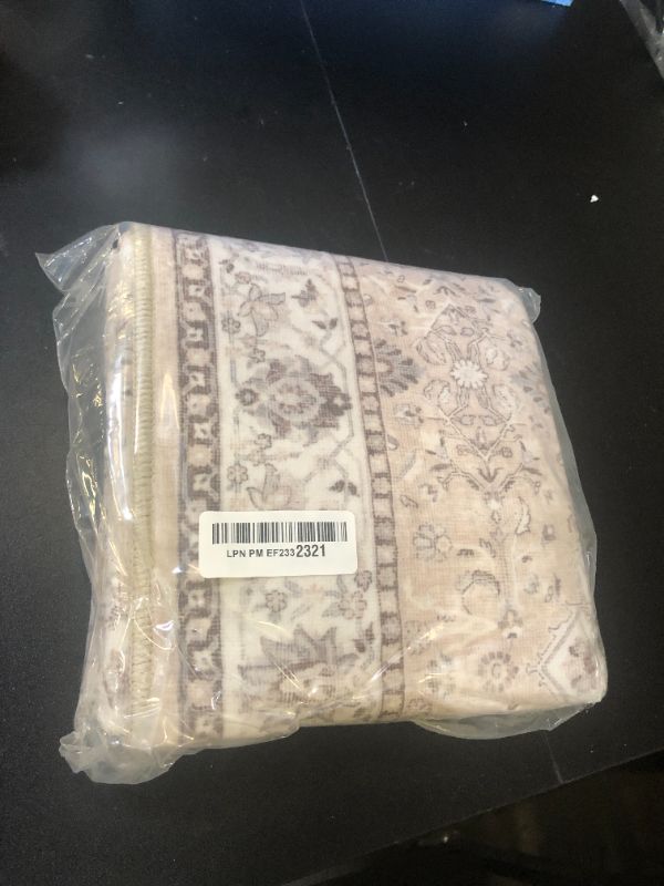 Photo 1 of Washable 2x3 Entryway Area Rug - Neutral Kitchen Rug Runner Vintage Soft Floor Mat Non Slip Indoor Farmhouse Carpet for Bathroom Living Room Bedroom (2 X 3, Beige)