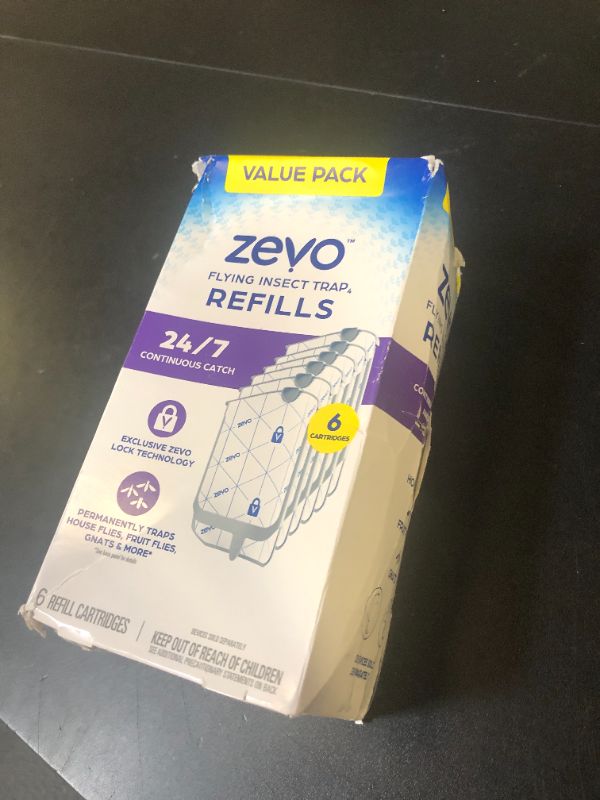 Photo 1 of Zevo Flying Insect Trap Refill - for The Zevo MAX & Standard Indoor Fly Trap - Catch Gnats, House & Fruit Flies - Easy to Use - Mess-Free Disposal (6 Refill Cartridges)