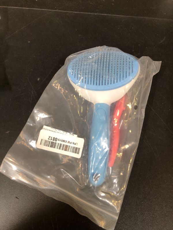 Photo 1 of Cat Brush for Shedding and Grooming, Pet Self Cleaning Slicker Brush with Cat Hair Comb by KALAMANDA (Blue)