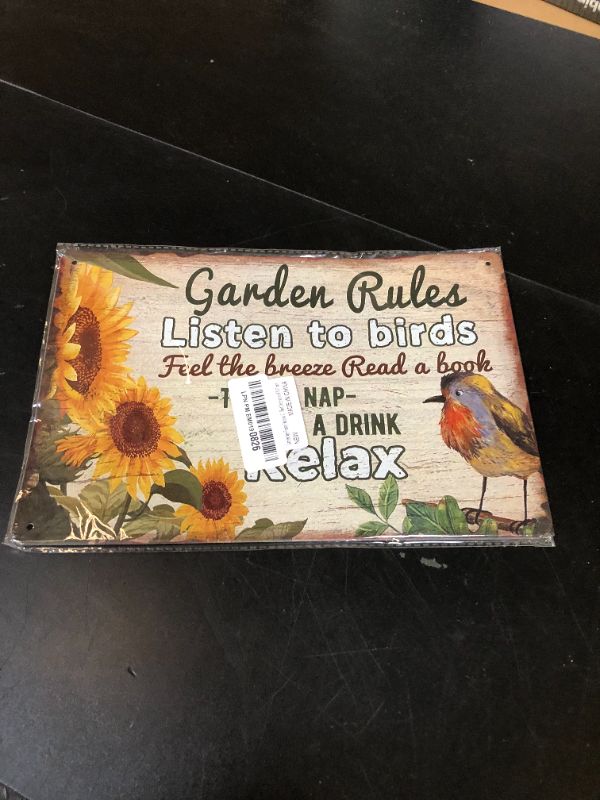Photo 1 of Retro Garden Rules Sign Vintage Garden Metal Signs Patio Wall Decor Outdoor Yard Signs For Home Porch Patio Gardening Shed Decorations 8 X 12 Inch