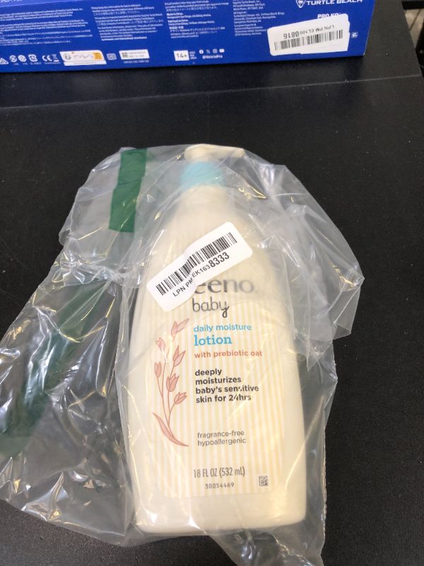 Photo 1 of Aveeno Baby Daily Moisture Body Lotion for Sensitive Skin, Hypoallergenic Moisturizing Baby Lotion with Nourishing Oatmeal to Deeply Moisturize Baby's Skin, Fragrance-Free, 18 fl. oz