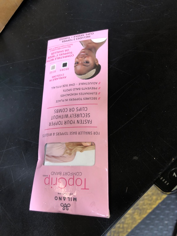 Photo 1 of MILANO COLLECTION Glueless Top Grip for Hair Topper & Wiglets, Adjustable Translucent Strap with Side Openings, Top Headband for Your Wig or Topper, Includes Clips, Beige, Small