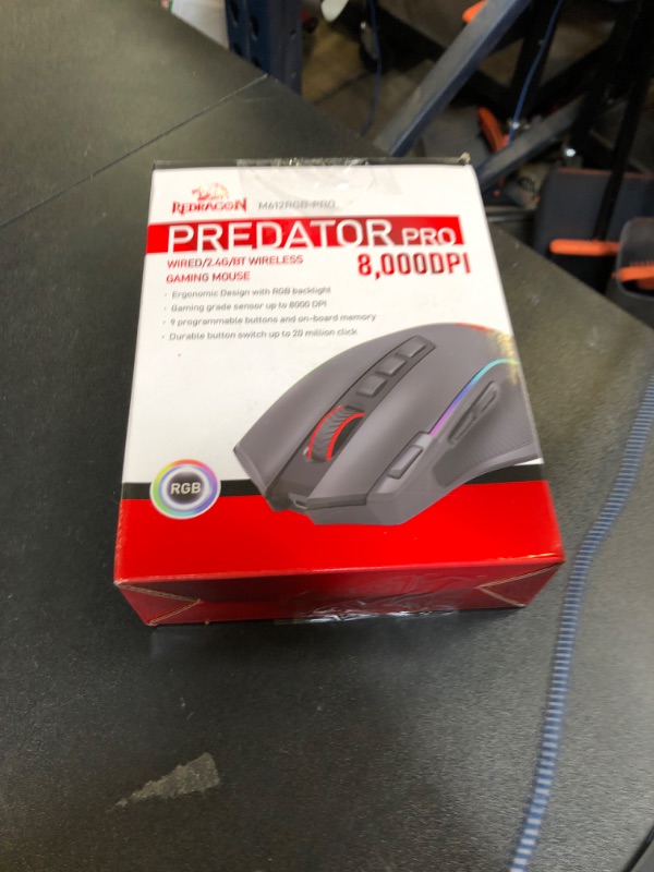 Photo 1 of Redragon M612 PRO RGB Gaming Mouse, 8000 DPI Wired/Wireless Optical Mouse with 9 Programmable Buttons & 7 Backlit Modes, BT & 2.4G Wireless, Software Supports DIY Keybinds Rapid Fire Button