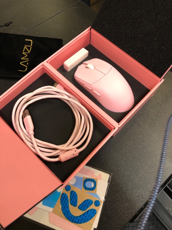 Photo 1 of Lamzu Maya X Wireless Gaming Mouse, Ultra Lightweight 47g, Optical Switch, Maximum 30000 DPI, Symmetrical, MCU Nordic 52840, Dust-Proof Encoder, PAW3950 Sensor(Larger Maya) (Pink)