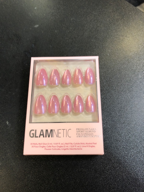 Photo 1 of Glamnetic Press On Nails - Seaspell | Short Almond Pink Fake Nails with a Velvet Finish, Reusable Summer Nails | 15 Sizes - 30 Nail Kit with Glue