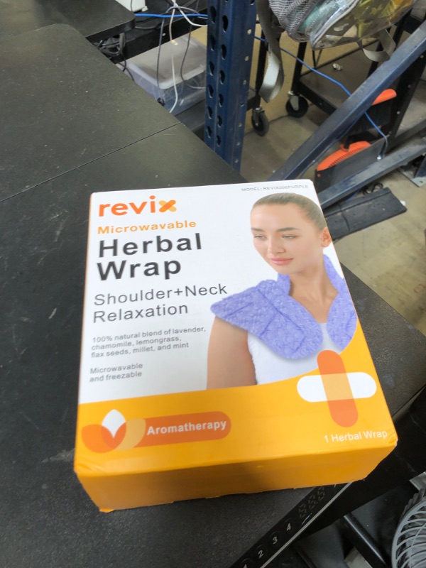 Photo 1 of REVIX Microwave Heating Pad for Neck and Shoulders Back, Microwavable Heated Neck Wrap Warmer with Moist Heat, Lavender Aromatherapy Hot and Cold Pack