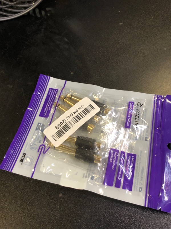 Photo 1 of VCE RCA to 1/4" Audio Adapter, 6.35mm Mono Plug Male to RCA Female Connectors 6-Pack