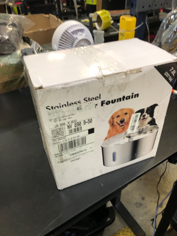 Photo 1 of Dog Water Fountain,7L/1.8Gal/236oz Stainless Steel Dog Water Bowl Dispenser,Auto Pet Water Fountain with Spherical Fountain Spout,Ultra-Quiet Pump,5-Layer Filtered Water Fountain for Large Dogs