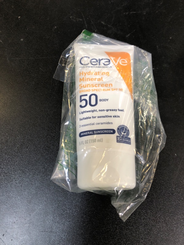 Photo 1 of CeraVe 100% Mineral Sunscreen SPF 50 with Zinc Oxide & Titanium Dioxide, Hyaluronic Acid & Ceramides, Oil Free & Non-Greasy, Hydrating Mineral Sunscreen For Body, 5 oz